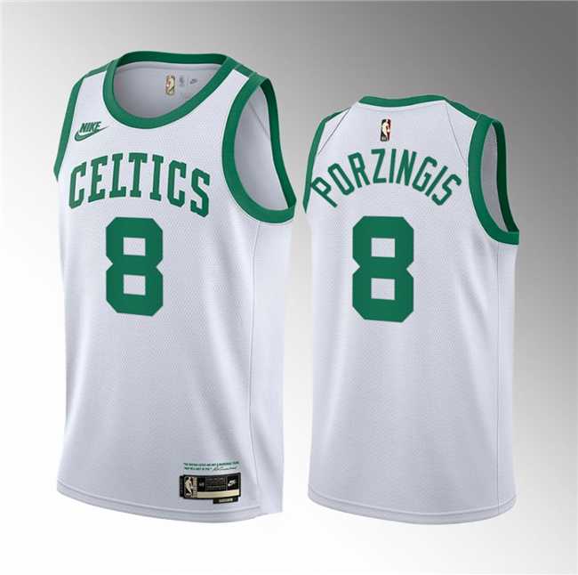 Men%27s Boston Celtics #8 Kristaps Porzingis White 2023 Draft Association Edition Stitched Basketball Jersey Dzhi